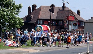 Crowds line the streets