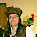 Pirate Richard Young and parrot.
